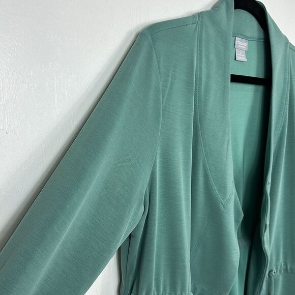 Chico’s Zenergy Sandwashed Draped Jacket In Frosted Teal Size L - Picture 3 of 10